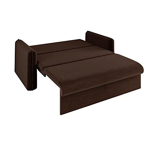 Sofá Cama 3 lugares 1,36m Veludo Chocolate Zaia Matrix