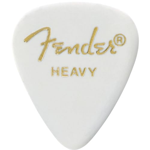 Fender Classic Celluloid Guitar Picks 351 Shape, Guitar Accessories, White, Heavy, 12-Pack