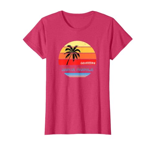 Santa Monica Shirt | Santa Monica California T-Shirt, Women, Red Heather, X-Small