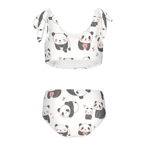 KLL Chinese Panda Cute Cartoon Girls' 2 Piece Bikini Sets Scoop Neck Beach Swimwear Bathing Suit2