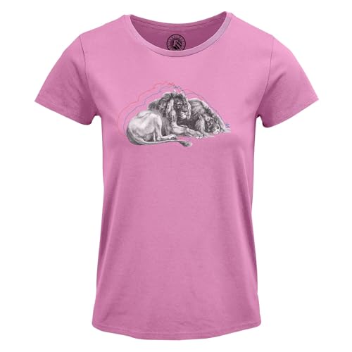 T-shirt femme col rond lion vintage pour un look artistique au quotidien