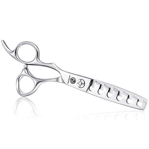 6 Inch Left-Handed Hair Chunking Scissors Professional Hair Blending Texturizing Chunker Shears for Barber, Salon, Men, and Women, 440C Japanese Stainless Steel, Cutting Ratio 10-15%