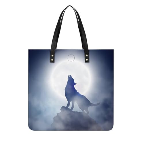 Sac à main shopper loup femmes sac à bandoulière tote bag voyage 39x39cm