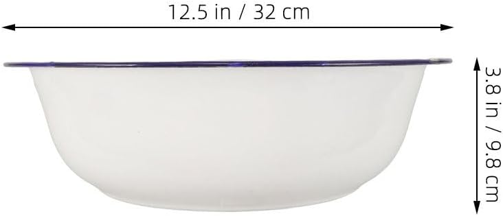 Healeved Enamel Wash Basin 32cm Large Enamel Mixing Bowl Face Washing Basin ware Salad Bowl Soup Bowl Sourdough Bowl Footbath