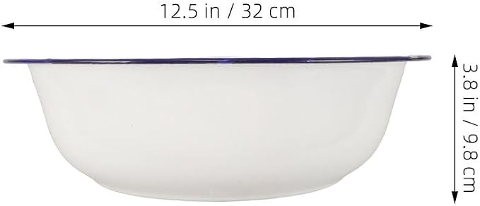 Healeved Enamel Wash Basin 32cm Large Enamel Mixing Bowl Face Washing Basin ware Salad Bowl Soup Bowl Sourdough Bowl Footbath miniatura 3