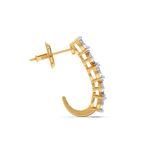 CANDERE - A KALYAN JEWELLERS COMPANY 18K BIS Hallmark Pure Yellow Gold and certified SIIJ Real Diamond Stud Earring for Womens with Screw Back closure - Image 3