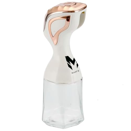 Marfs Premium Glass Oil Sprayer for Cooking – Refillable Cooking Spray Bottle for Air Fryer, BBQ, Grilling, Baking – Olive Oil Dispenser for Kitchen – Kitchen Accessories (White and Gold)