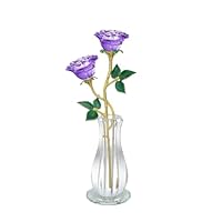 Statuetta Rosa In Cristallo Viola K9 Con Base Sfera – Decorazione Elegante Per Casa E Matrimonio