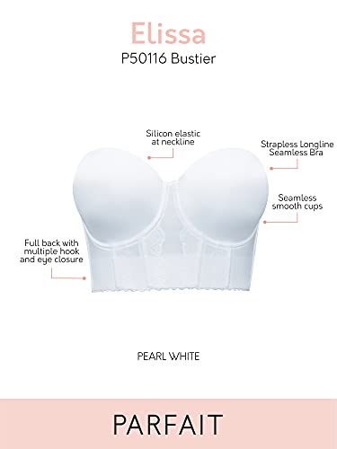 Parfait Elissa P50116 Women's Full Bust And Full Figure Strapless Longline Bra-Pearl White-32Dd #TOP4