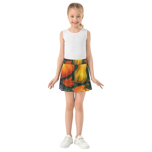 Colorful Autumn Harvest Pumpkins Tennis Skirts for Kids 2 in 1 Girls' Shorts Athletic Skorts Butterfly 4t3