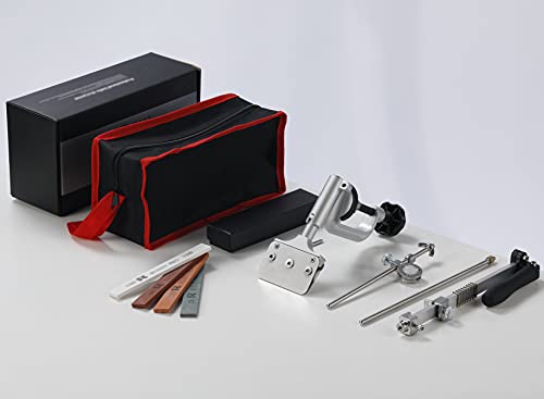 Meichoon Knife Sharpener Kit,360 Rotary Fixed Angle Aluminum Alloy Sharpening System,Professional Chef Knife Grinding Tools,With 4 Whetstone,Ue08 #TOP7