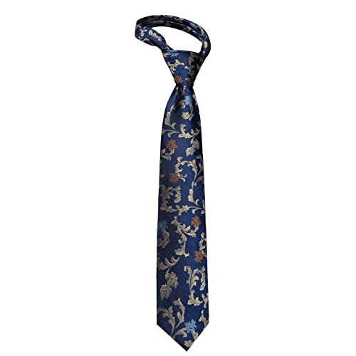 Image of YourTies Blue Ties for Men Silk Floral Men's Necktie Woven Jacquard Formal Business Party Wedding Designer