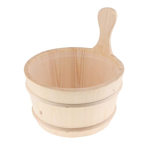 Sauna Wooden Bucket with Liner 4L Volume Smooth Surface White Pine