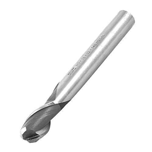 uxcell 18mmx16mm HSS Straight Shank 2 Flute Ball End Mill Cutter 140mm Long
