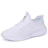QIJGS Damen Schuhe Turnschuhe Sneakers Sportschuhe Laufschuhe Gym Freizeitschuhe Tennisschuhe Outdoor Sport Mesh Straßenlaufschuhe Weiß 40