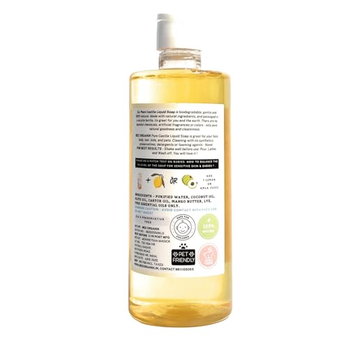 Image of Pure Liquid Castile Soap for Face, Body, Hair | Natural, Organic and Safe | Eco-Friendly and Non-Toxic | Hands and Body | orange 500ml