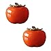 2pcs Persimmon Ceramic Jar Ceramic Tea Pot Flour Container Jar Coffee Container Artificial Persimmon Figurine Ceramic Tea Canister Food Storage Jar Sealed Jar Gift Ceramics Candy