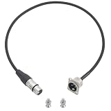 PENGLIN 1 cavo passante XLR maschio a femmina da 60 cm, tipo D XLR a 3 poli, adattatore di montaggio per scatole, campi patch, scatole da pavimento, installazioni rack