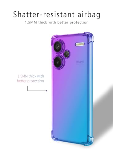 Crystal Clear Case Gradient Slim Anti Scratch TPU Shockproof Protective Phone Case Cover for Xiaomi Redmi Note 13 Pro Plus 5G Purple/Blue