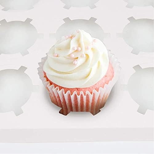 HEVUSTRY 10 pack 12 Hole Cupcake Boxes with Window Inserts , Holds 12 Cupcakes per Cupcake Box, Mini Cupcake Box, White Cupcake Box, Pastry boxes, Muffin Boxes Cake, donut & Macaron