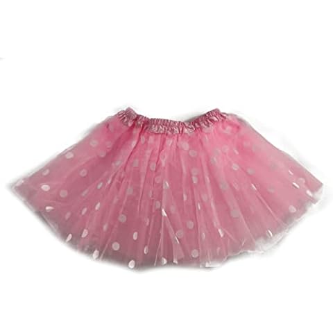 MUNDDY® - Tutu Elastico Tul 3 Capas 30 CM de Longitud para niña Bebe Distintas Colores con Lunares Falda Disfraz Ballet Cover