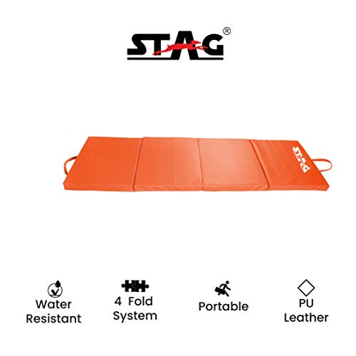 Image of STAG Multi-Purpose Foldable Fitness MAT 180 CM X 60 CM X 30 MM | Use as Tumbling mat, Gymnastics mat, Crash pad | Thick Foam | for Both Men and Women