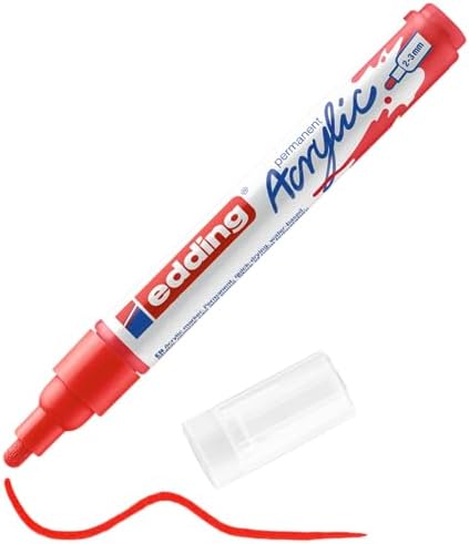 edding 5100 acrylic marker medium - grey - 1 waterproof acrylic paint marker - round nib 2-3mm - acrylic paint pen for drawing on canvas, art paper and wood - acrylic markers for pebbles