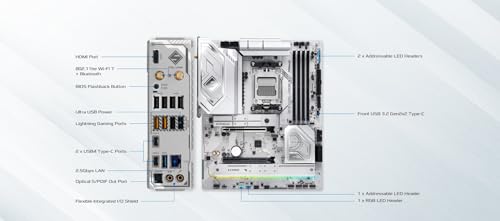 Image of ASRock X870 Steel Legend WiFi 7 AMD Ryzen Socket AM5 ATX Motherboard DDR5 DIMMs 8000 MHz 256 GB SATA3 6.0 Gb /s USB4 M.2