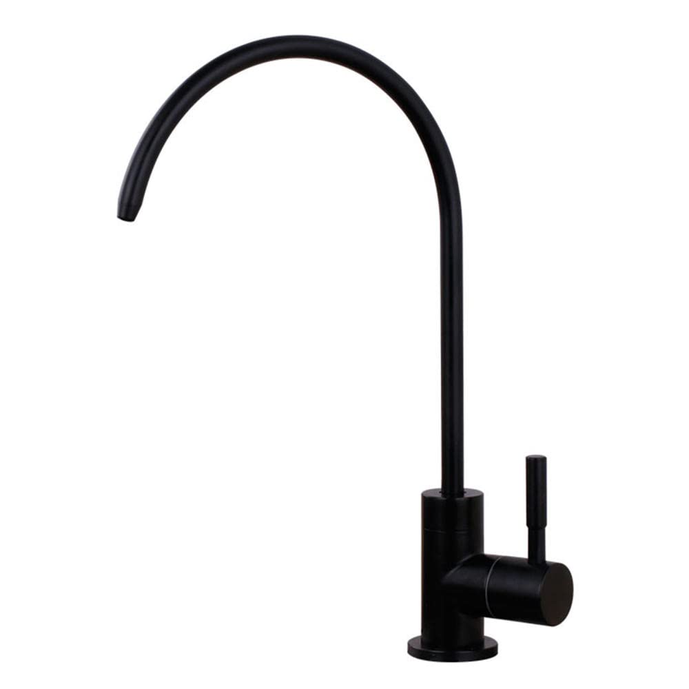 WDSOPK Water Filter Tap Black Stainless Steel Direct Drinking Water Single Cold Water Rotating Faucet-B (B A)