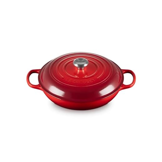 Le Creuset Signature Gjutjärn gourmetkruka, rund, Ø 30 cm, 3,5 l, lämplig för alla typer av spisar inklusive induktion, 5,55 kg, körsbärsröd
