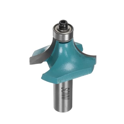 QUARKZMAN Fresa per Bordi Arrotondati 1/2 Attacco 9/16 Punta Arrotondata con Bordo Arrotondato in Carburo con Guida per Cuscinetto Fresa Lavorazione Legno, Ciano
