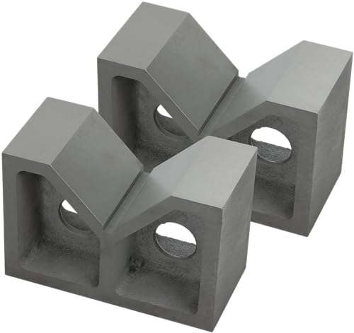 CME Cast Iron V-Block Pair, 90° V Angle, for Up to 4 3/4" Workpiece Diameter, 8" Length × 5 1/2" Width × 4" Height, Precision Workholding for Long Cylindrical Workpieces