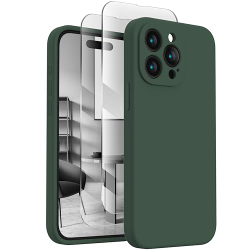Image of FireNova Designed for iPhone 15 Pro Case, Silicone Upgraded [Camera Protection] Phone Case, Soft Anti-Scratch Microfiber Lining Inside, 6.1 inch, Alpine Green