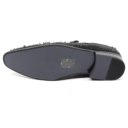 Men's Vintage Spike Rhinestone Designer Classic Smoking Dress Fashion Loafers Slip On Shoes Exotic-02 (Black, Us_Footwear_Size_System, Adult, Men, Numeric, Medium, Numeric_9_Point_5) #TOP4