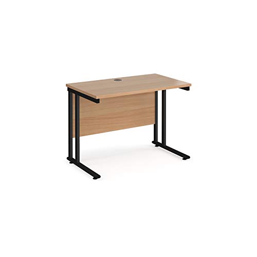 Image of Mr Office Maestro 25 straight desk 600mm deep - black cantilever leg, Beech, 1000