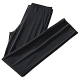 Maiyifu-GJ Men's Slim Fit Stretch Pant Summer Casual Tapered Suit Pant Lightweight Wrinkle Resistant Business Trousers (Black,31)