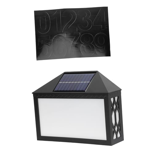 SEWACC 1 Ensemble Lampe de Numéro de Porte Solaire LED Éclairage Numérique Muraux Décoratif pour Maison à Eau avec Autocollants de Chiffres et Lettres pour Identifier Votre Adresse