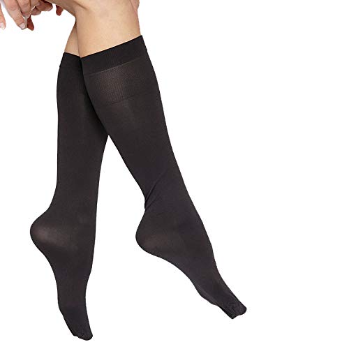 Andrea Bucci Extra Wide Comfort Knee Highs - 60 Denier, Black
