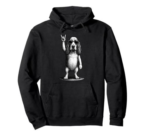Basset Hound Rock Music Retro Vintage Perro Amante Sudadera con Capucha