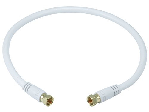 Image of Monoprice RG6 Quad Shield CL2 Coaxial Cable with F Type Connector, 1.5ft, White