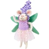 Primitives by Kathy Purple Flower Mouse Collectible Felt Critter, 5-inch, Handmade Mouse Figurine with Bead Accents & Floral Dress - Whimsical Spring & Easter Tiered Tray, Shelf, or Tablescape Decor