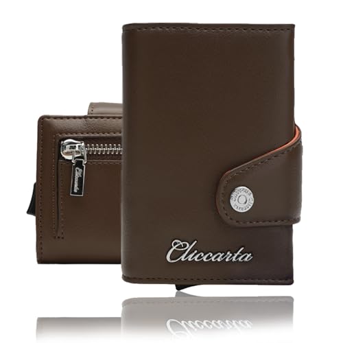 Portefeuille porte-cartes de crédit marron pour poche sans volume