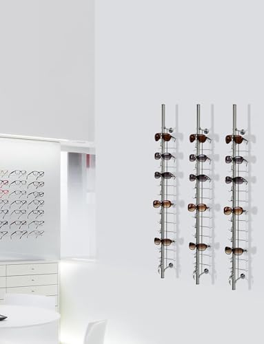 Soporte de exhibición para gafas, construcción de aluminio duradero, función de bloqueo seguro, ideal para tiendas ópticas y exhibiciones minoristas