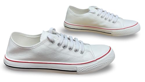 Image of Classic Canvas Low-Top Sneakers, Casual Lace-Up Style with Rubber Sole for Mens