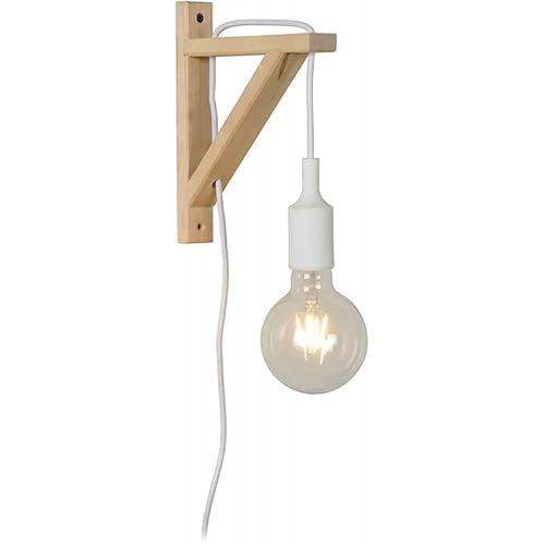 BarcelonaLED Wandleuchte, LED, nordisch, Geodreieck aus Holz und Silikonanhänger für E27-Sockel 2 Jahre Garantie Modern weiß
