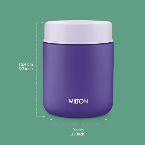 Image of Milton Grab N Go 450 Thermosteel Vacuum Insulated Food Jar|Hot & Cold Thermal Flask|Double Walled|Leak Proof|Ideal for carrying Soup, Khichdi, Sweet Corn to Office, School & Travelling, 410 ml, Purple