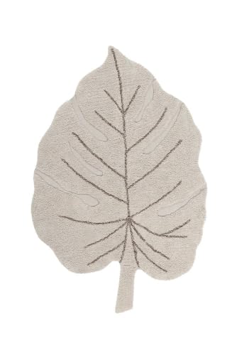 Lorena Canals - Alfombra Lavable Monstera Natural - Natural, Marrón Tierra - 97% algodón 3% Otras Fibras. Base: Algodón Reciclado - 120x180 cm