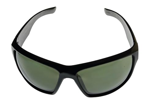 Timberland Sunglass Mens Shiny Black Plastic Wrap, Green Lens TB7266. 1N2