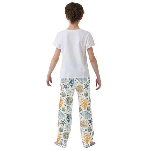 ZZKKO Sea Urchin Starfish Shell Coral Beige Boys Pants for Kids Jogger Pants with Pockets S-XL3