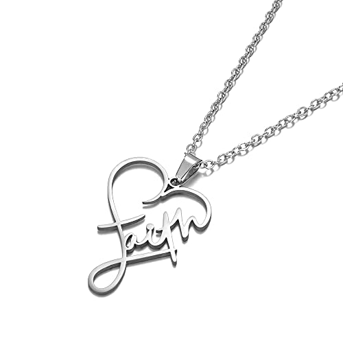 Faith Love Heart Colgante Collar Regalo de Pascua Collar de letras de acero inoxidable Colgante Cuello Decoración Regalo Cover